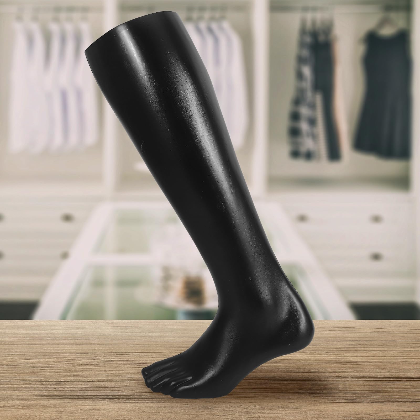 Schuhpräsentationsständer Schaufensterpuppe Bein aus Schwarzem Kunststoff mit Starkem 3D Effekt für Realistische Sockenanzeige und Fußsockenmodell im Einzelhandel
