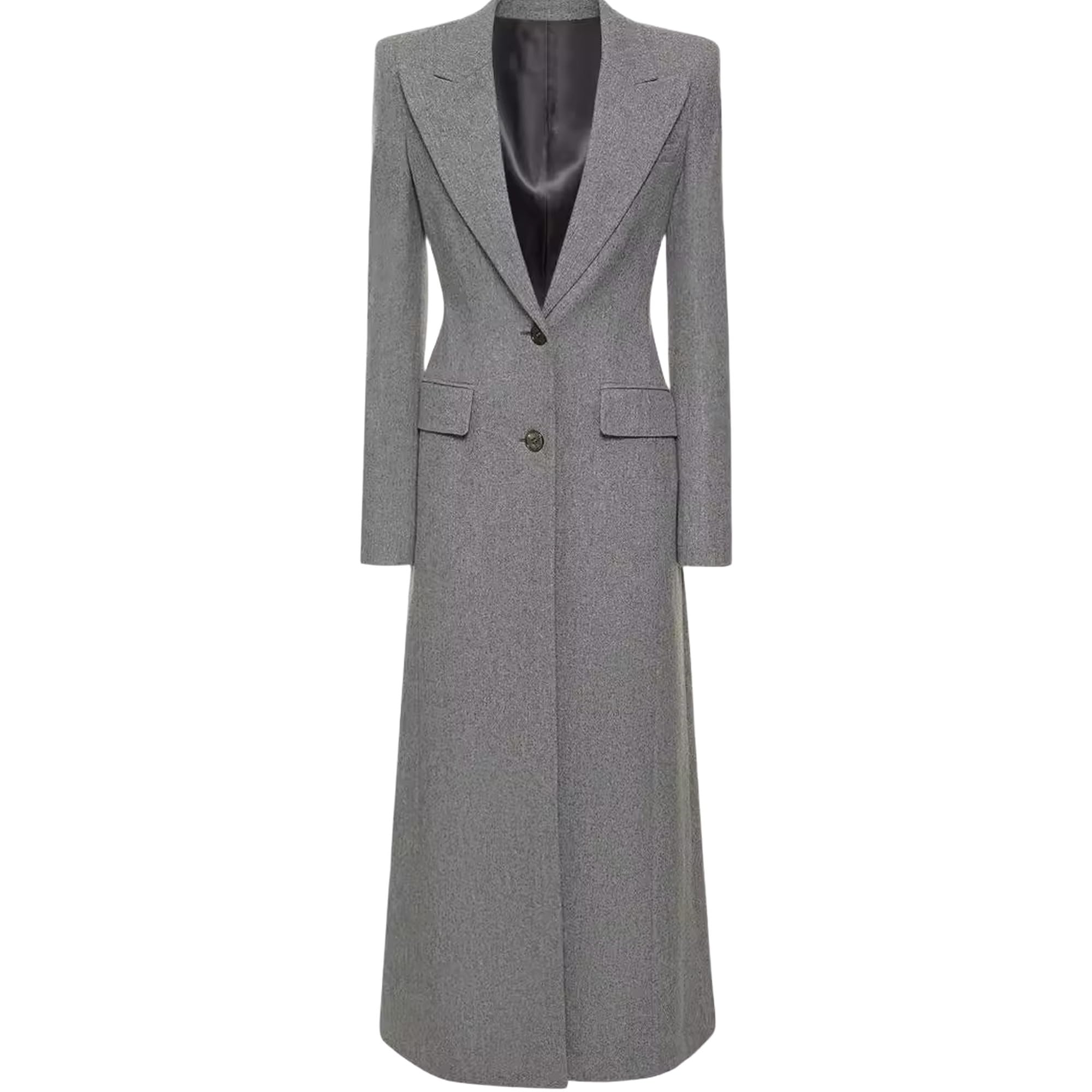 Trench d'hiver élégant pour femme avec revers cranté | Veste trench longue, manteau classique, col à revers, boutons sur le devant, couche d'hiver décontractée et élégante