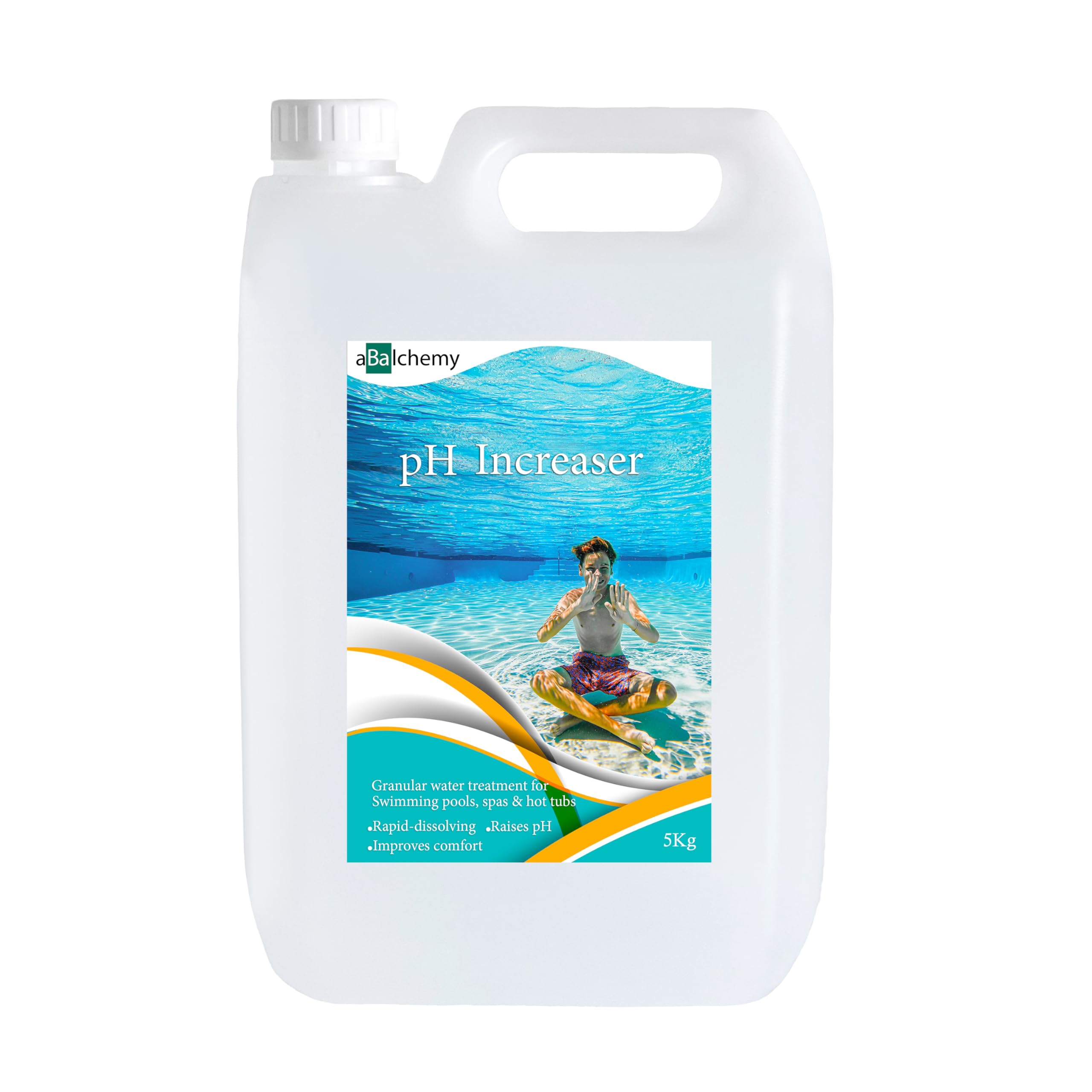 aBalchemy pH Increaser – Granular Water Treatment Chemical for Swimming Pools, Spas & Hot Tubs – pH Plus Balancer for Safe, Comfortable Water Chemistry (1x5KG)