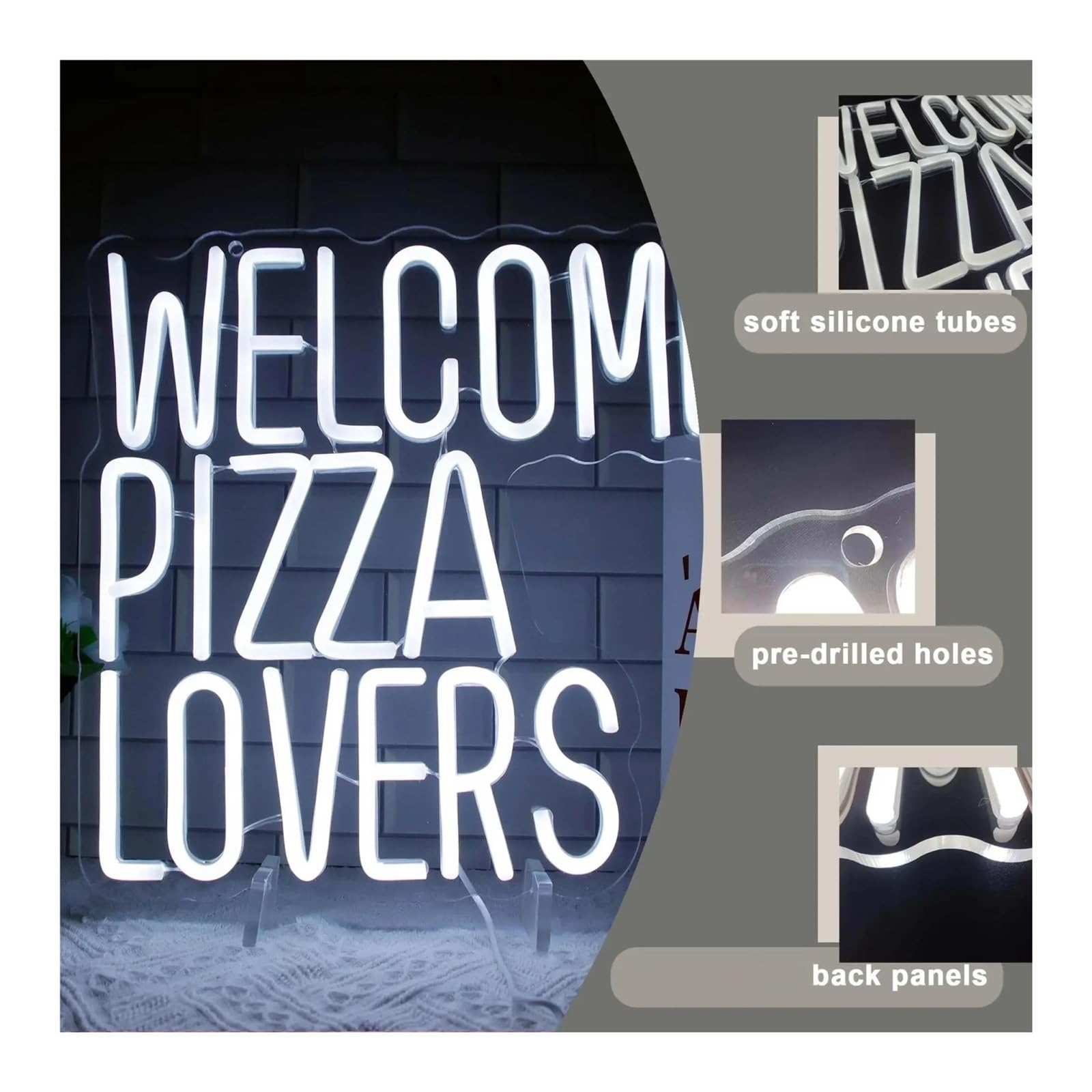 Señal de luz de neón BIENVENIDOS AMANTES DE LA PIZZA para letrero de neón Letrero luminoso LED para decoración pared con alimentación para USB