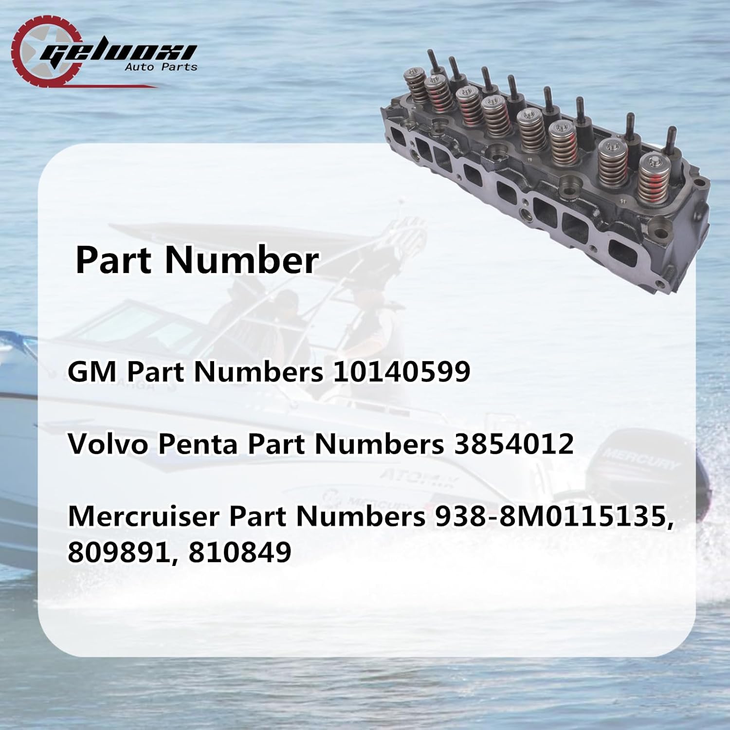 GELUOXI 3.0L High Output Marine Engine Cylinder Head Replacement for Mercruiser and Volvo Penta Years 1991-newer #938-8M0115135 3854012