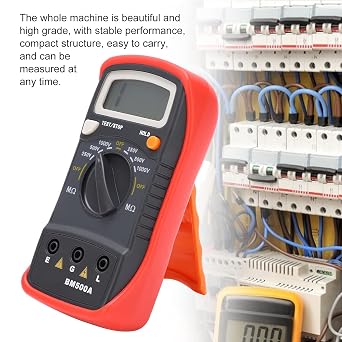 BM500A Digital Insulation Resistance Tester Megohmmeter 250V 500V 1000V with LCD Display 0.001-1999M Range ABS Material Test Clips Stand