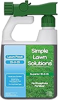 Simple Lawn Solutions 15-0-15 Liquid Lawn Fertilizer: Nitrogen-Potassium-Humic-Fish-Seaweed for All Grass Types, 3200 sq ft Coverage, Hose-End Sprayer (32 oz)