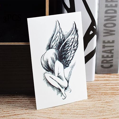 Miniatura 4 de 3 hojas de calcomanías de tatuaje corporal de alas de ángel falsas temporales para adultos, niños, fiestas, vaso, maquillaje