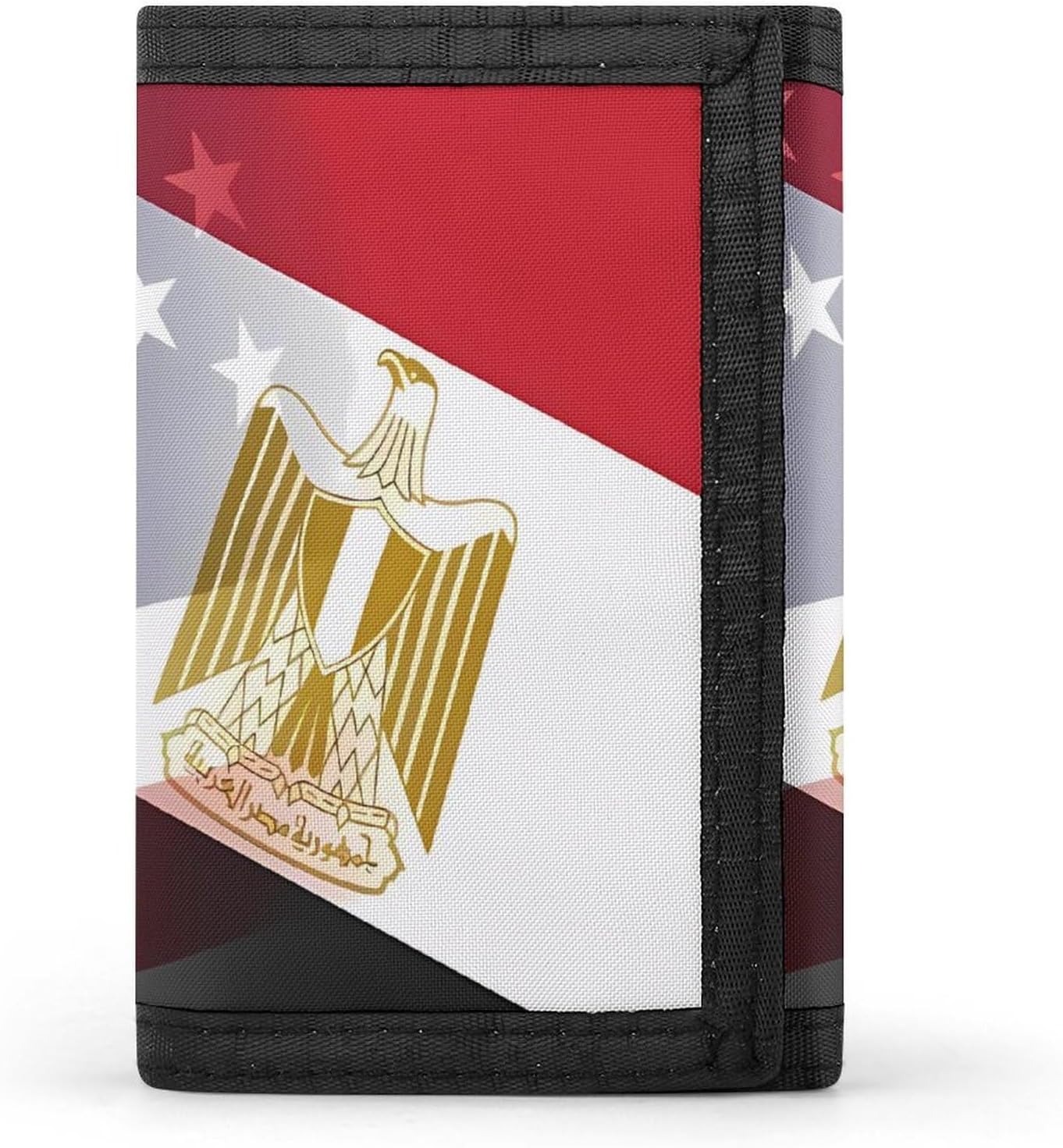 U.S. And Egypt Flag Trifold Slim Wallet Front Pocket With Money Clip And ID Credit Card Slots For Travel Work