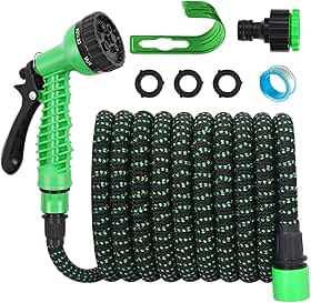 Mangueira de Jardim 30 Metros com Pistola 7 Funções - Mangueira Expansível Flexível, Conexões 3/4" e 1/2", Anti-Vazamento, Ideal para Lavar Carro, Plantas e Limpeza