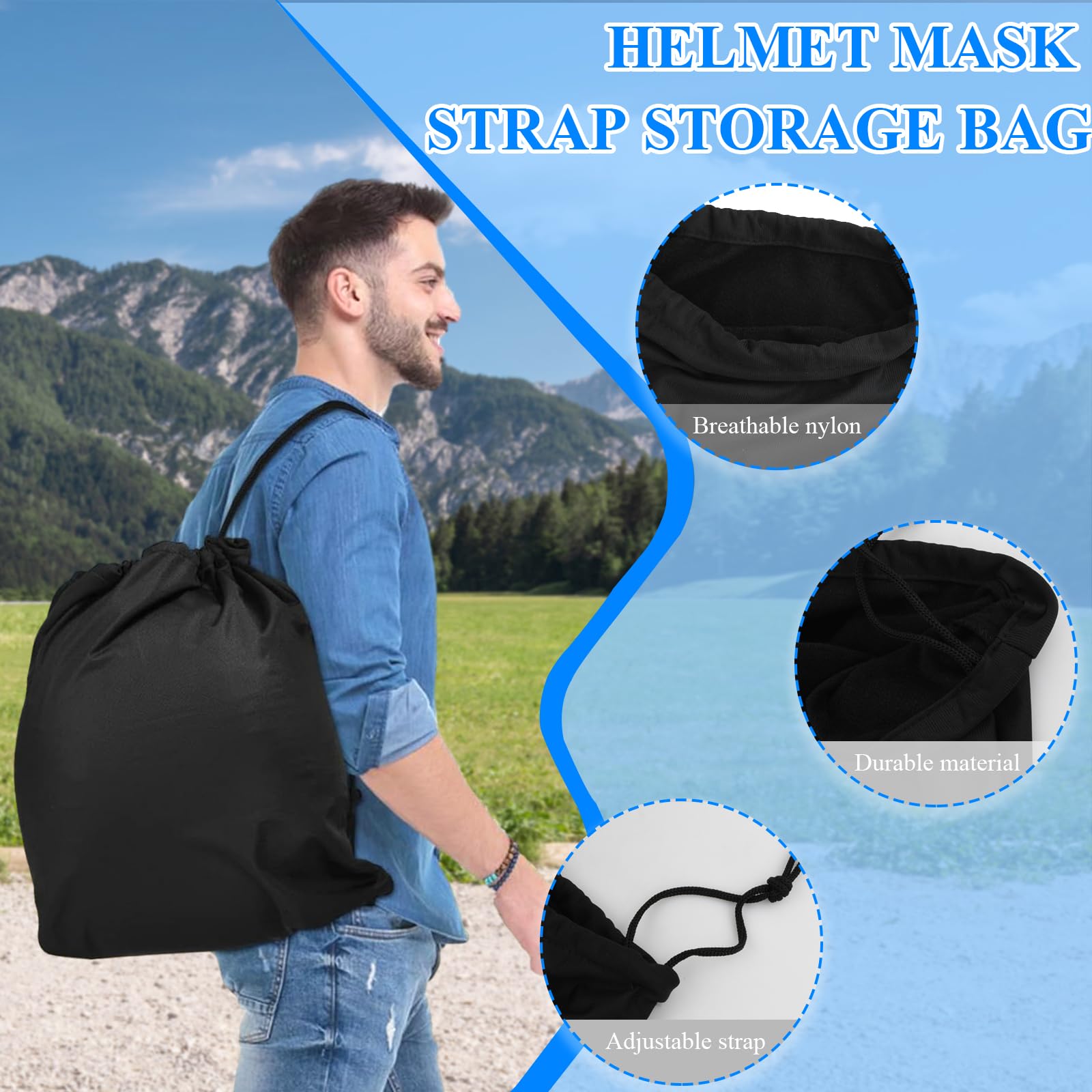 Bolsa para Casco Moto con Correa, Portátil, Mochila Almacenamiento Motocicleta