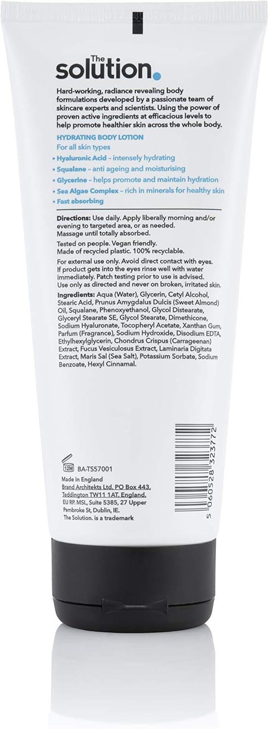 The Solution Hyaluronic Acid Hydrating Body Lotion (200ml). Hyaluronic Acid Moisturiser with Sea Algae Complex - Image 3