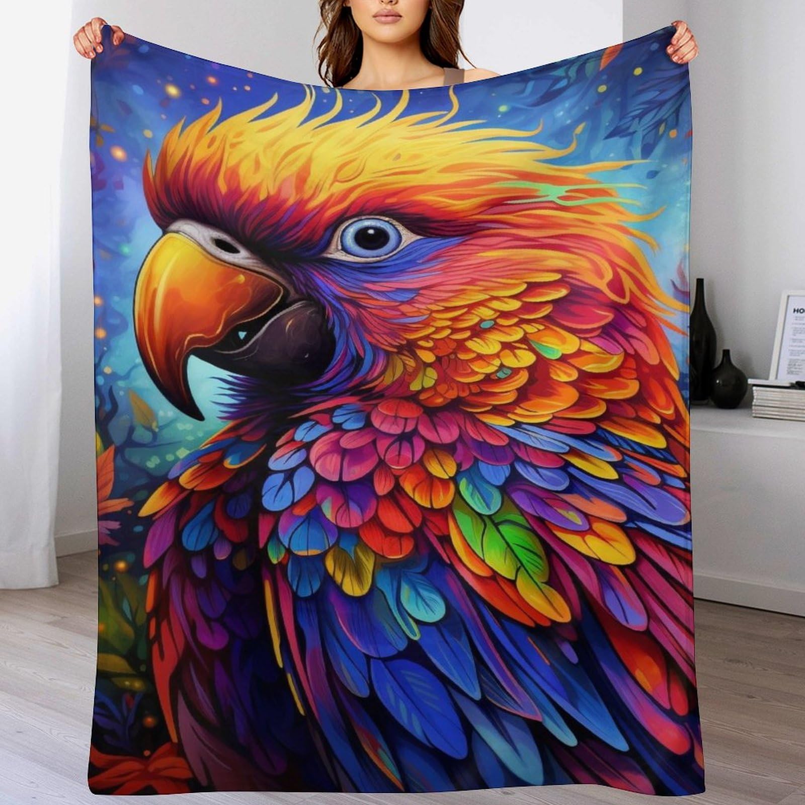 Couverture lit flannel douce perroquet anti-plis contre les nuits fraîches