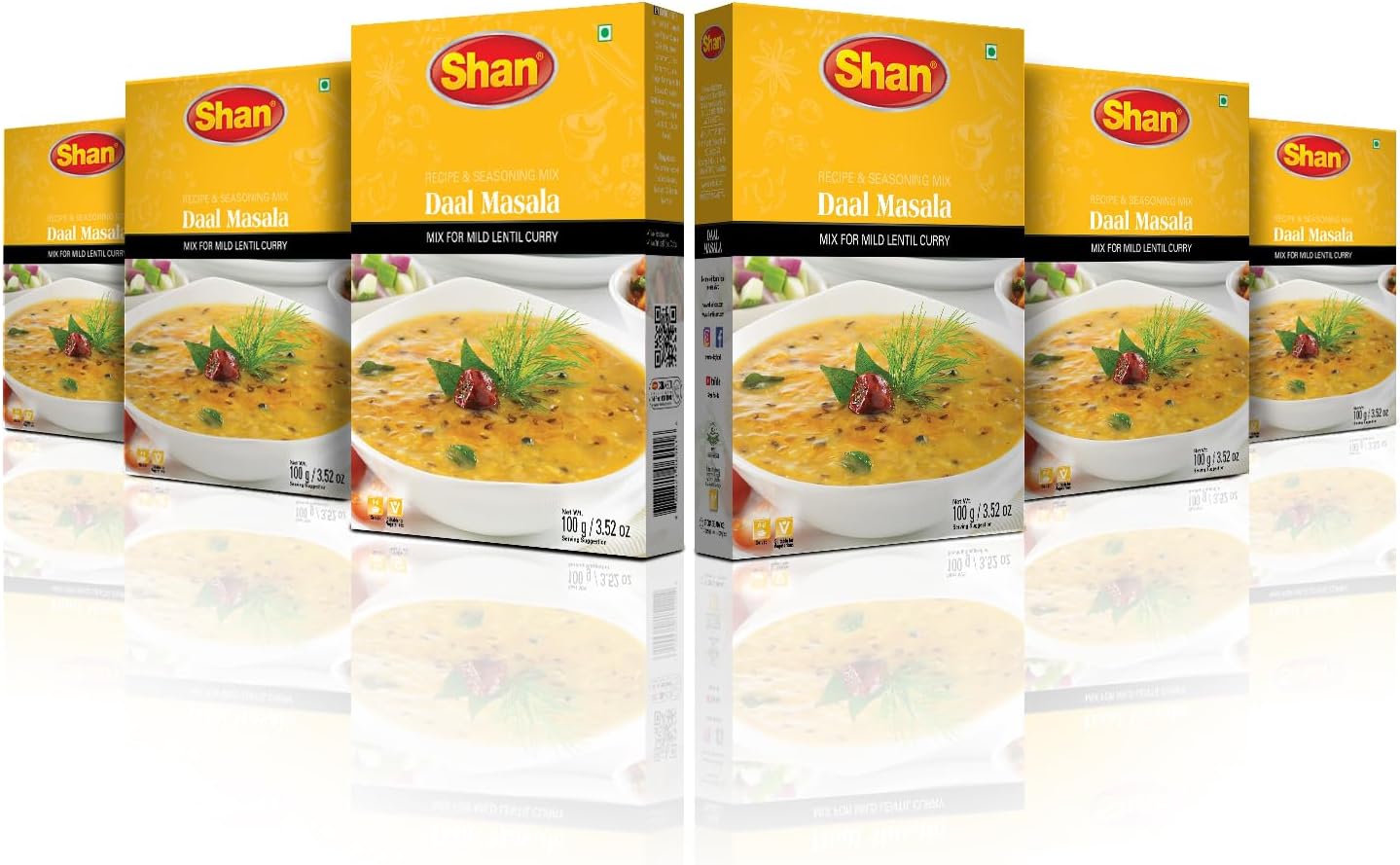 Daal Recipe and Seasoning Mix 3.52 oz (100g) - Spice Powder for Traditionally Mild Lentil Curry - Suitable for Vegetarians - Airtight Bag in a Box (Pack of 6)