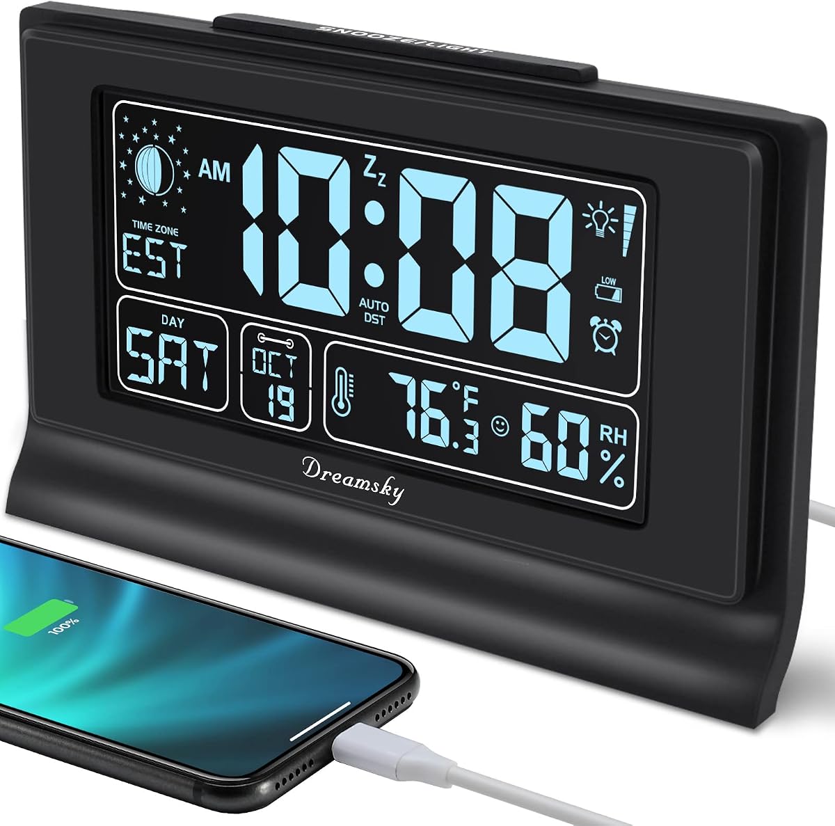 DreamSky Alarm Clocks with Battery Backup