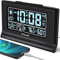 Vista 11 de DreamSky Despertadores para dormitorios con batería de respaldo, reloj digital de ajuste automático con fecha y día de la semana, temperatura