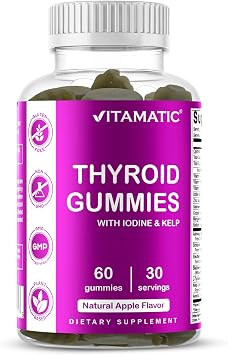 Vitamatic Vegan Thyroid Support Gummies with Iodine & Kelp 60 Count Improve Your Energy & Increase Metabolism Plant-Based