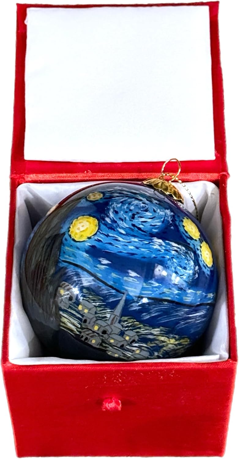 Van Gogh Starry Night Christmas Ornament 3 Inch Glass Ball and Gift Box - Image 4