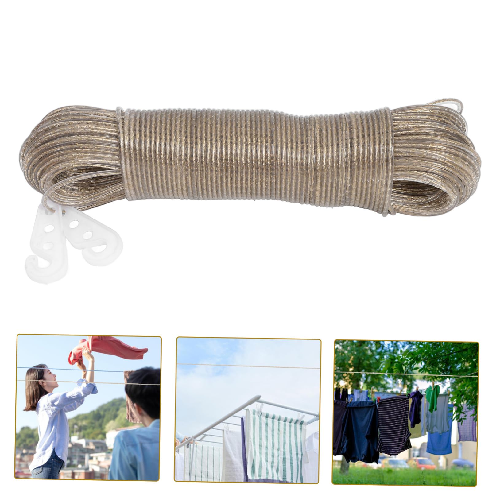 Alipis 3 Pezzi Di Corda Per Stendere I Panni Per Esterni Resistente Da 50 M Stendibiancheria Portatile Per Esterni Robusta Corda Per Stendere I Panni Rivestita in Pvc