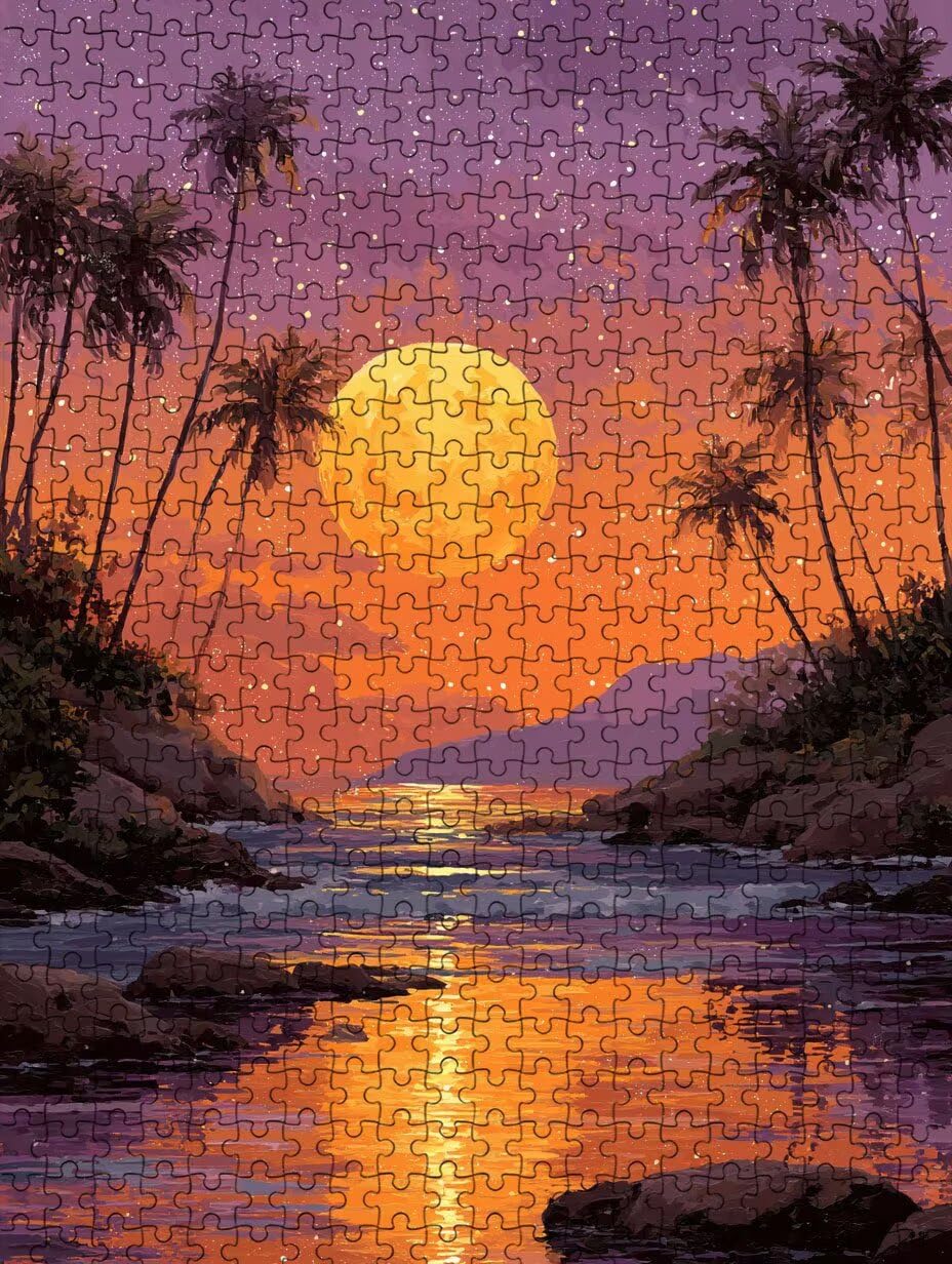 Puzzle pour Adults 1000, Coucher De Soleil Coco Tree, Bois de YHPGL4-557