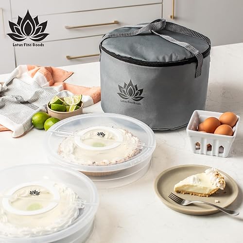 Miniatura 4 de Paquete de 2 portadores de pasteles de 12 pulgadas con tapa y bolsa de transporte de alimentos aislada