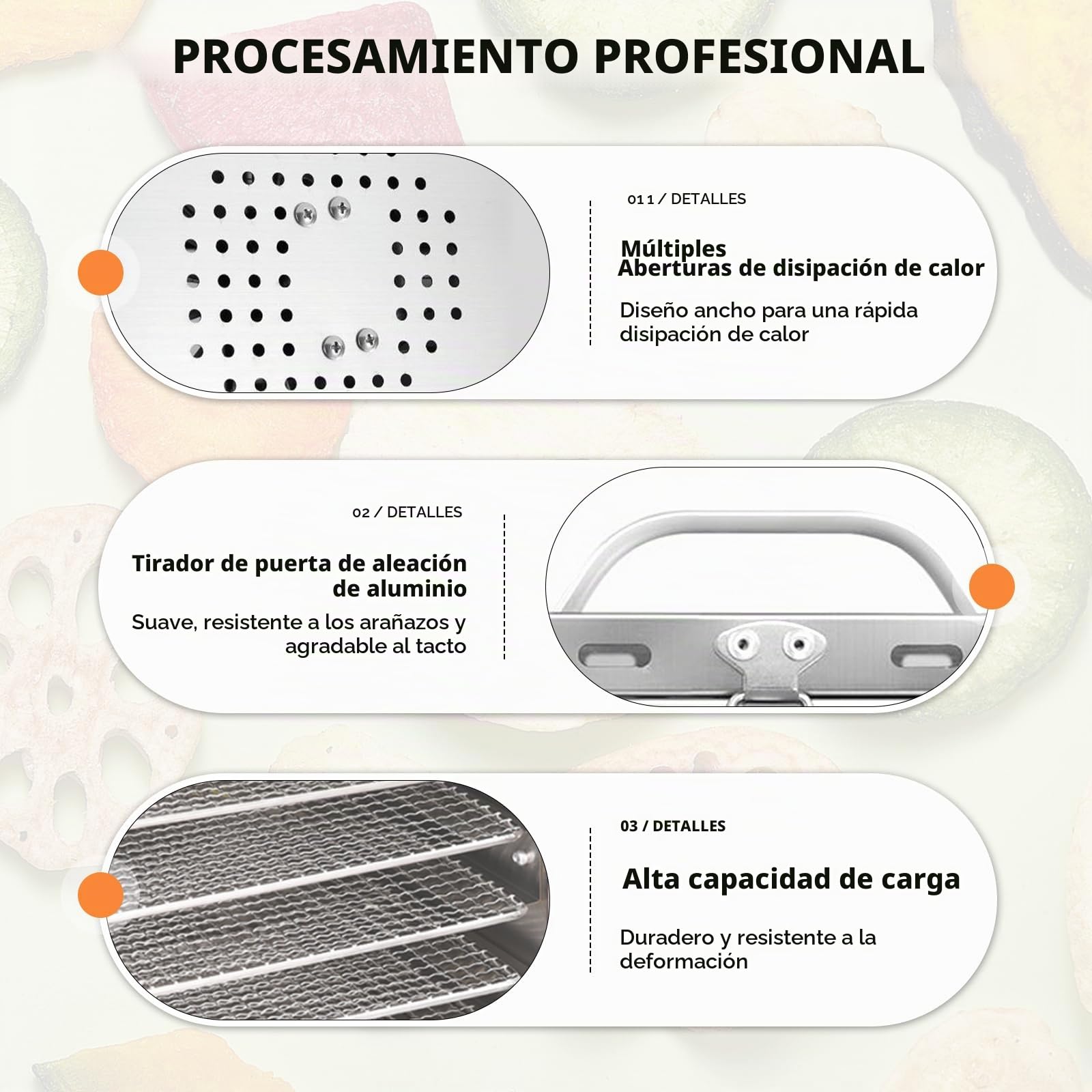 Deshidratador de Alimentos,Deshidratadora de Frutas,Inox Deshidratadora,8 Bandejas De Acero Inoxidable,Control de Temperatura 35-90°C,Con Temporizador,para Frutas, Carnes, Verduras