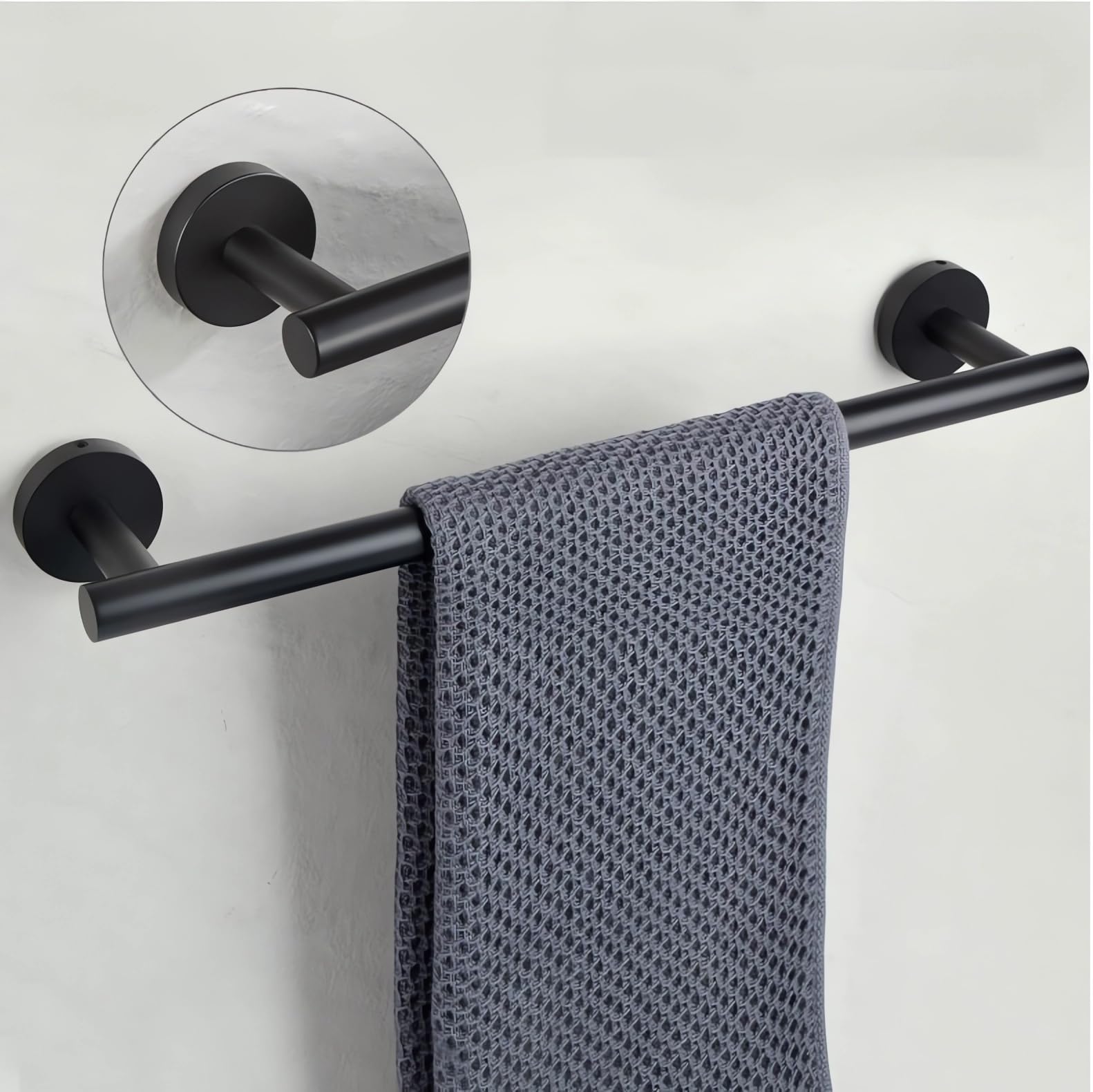 Accessoires Salle Bain 10 Pièces Porte Serviettes Montage À Vis Noir | Accessoires de Salle de Bain 10 Pièces Inoxydable Serviettes Papier Toilette, Anneaux de Serviettes,Patères à Crochets