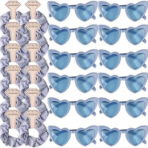 Miniatura 13 de Juego de 6 lentes de sol de satén para dama de honor, para despedida de soltera, sin daños, ideas de lazos para el cabello, regalo para bodas