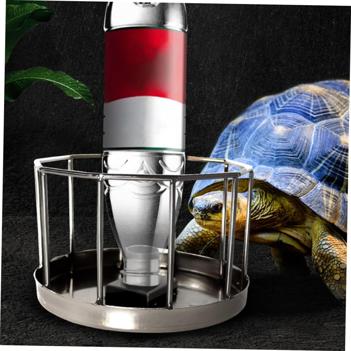 MERRYHAPY Stainless Steel Automatic Reptile Water Feeder Tortoise Lizard Drinking Dish Non-Rust Design for Reptile Tanks Suitable for Bearded Dragons and Other Creatures