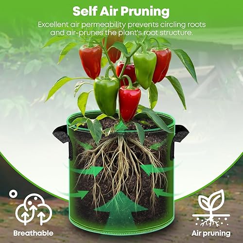 Miniatura 5 de GARDEN4EVER - Bolsas de cultivo de 1 a 30 galones, macetas de tela para plantas no tejida gruesa, contenedor resistente con asas