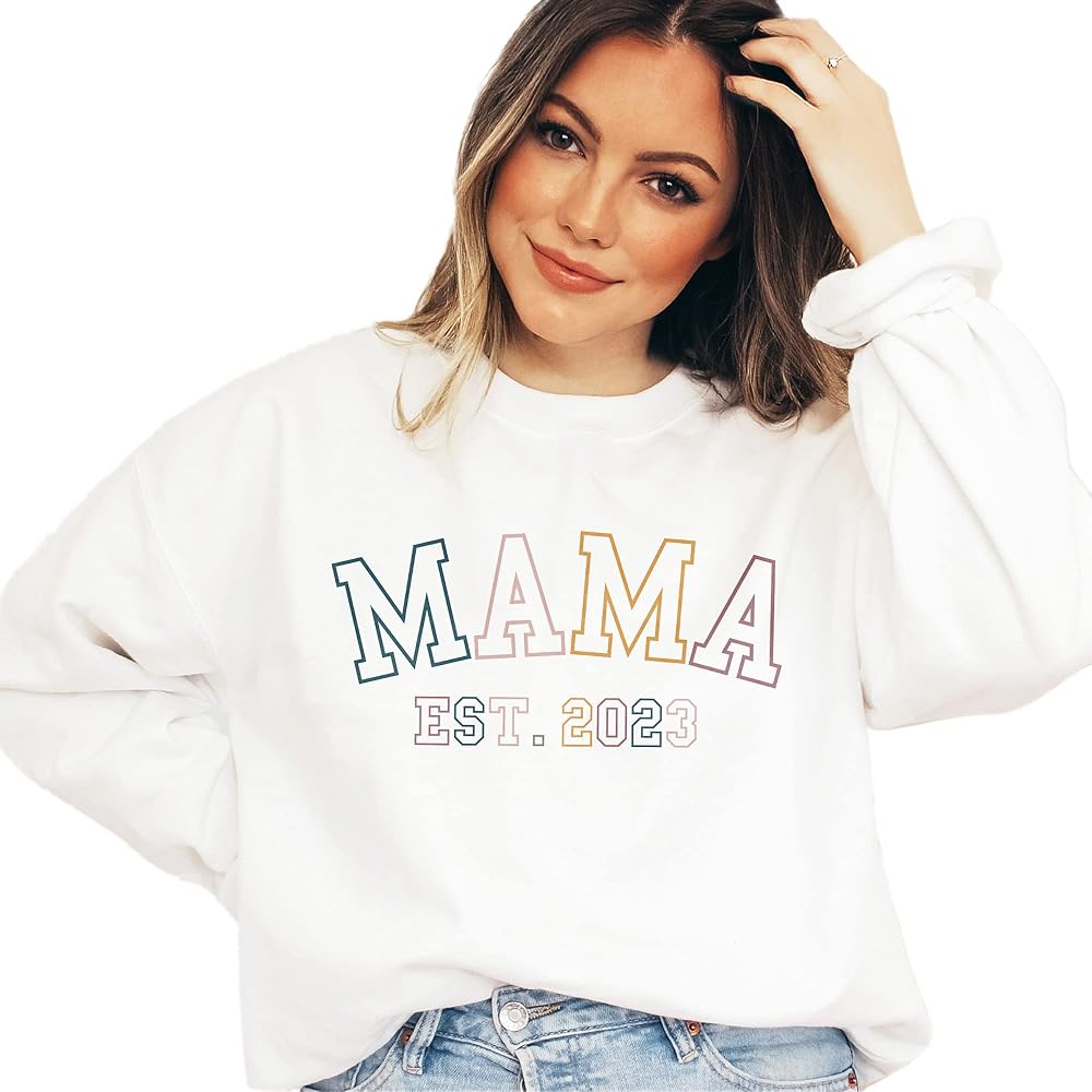 nice mamaです Custom Glitter Applique Sweatshirt with Name Personalization