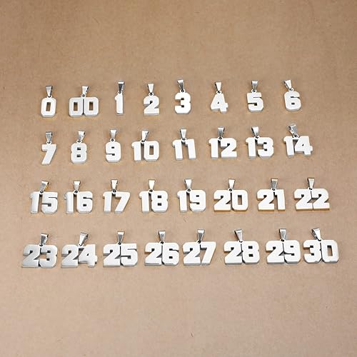 Miniatura 3 de Collar con números para niños, cadena de números de plata de acero inoxidable, dije de acero inoxidable, joyería deportiva personalizada para