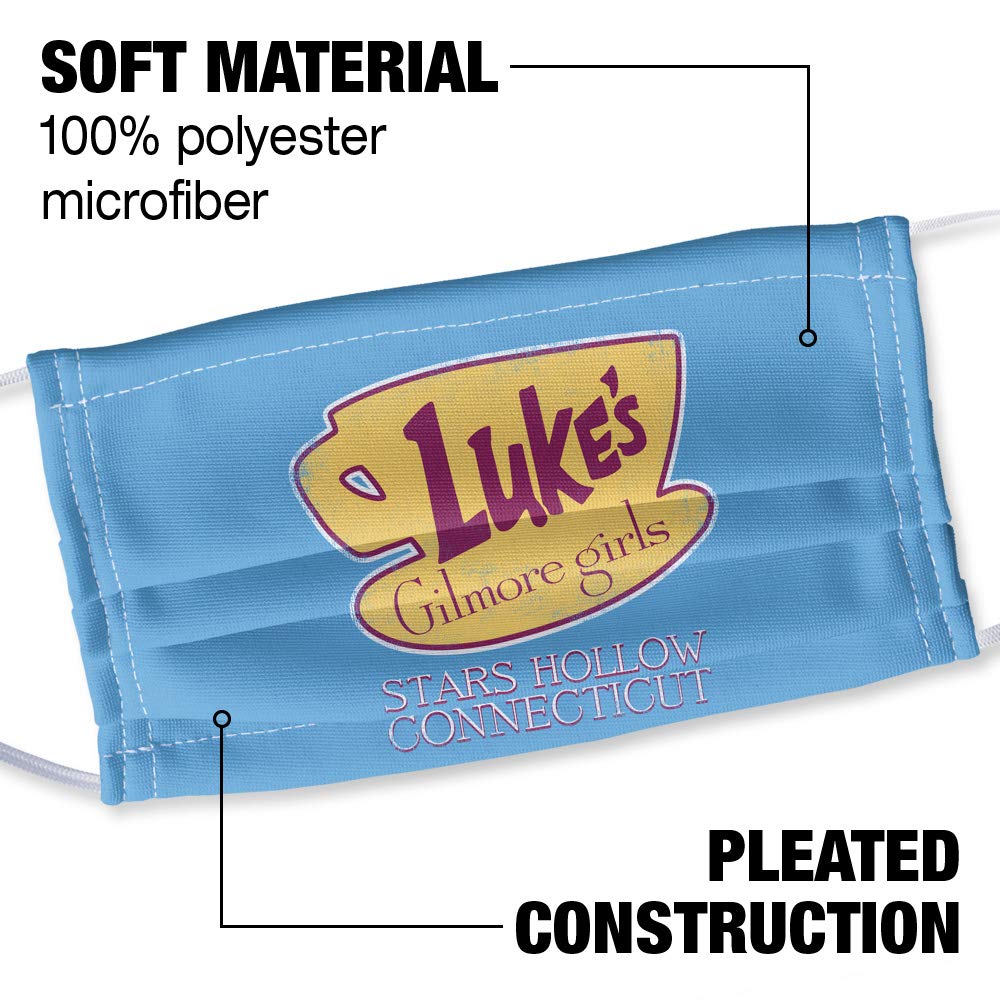 Popfunk Gilmore Girls Luke's Connecticut Logo 1-Ply Reusable Face Mask Covering with Adjustable Nose Wire, Unisex