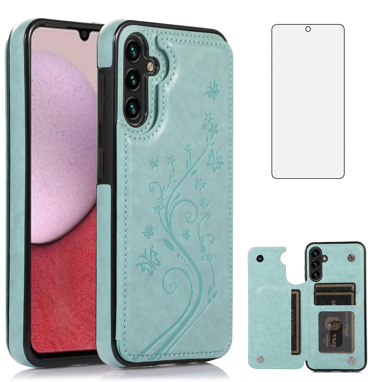 Asuwish Phone Case for Samsung Galaxy A36 5G with Tempered Glass Screen Protector and Card Holder Wallet Cover Stand Flip Leather Cell Accessories A