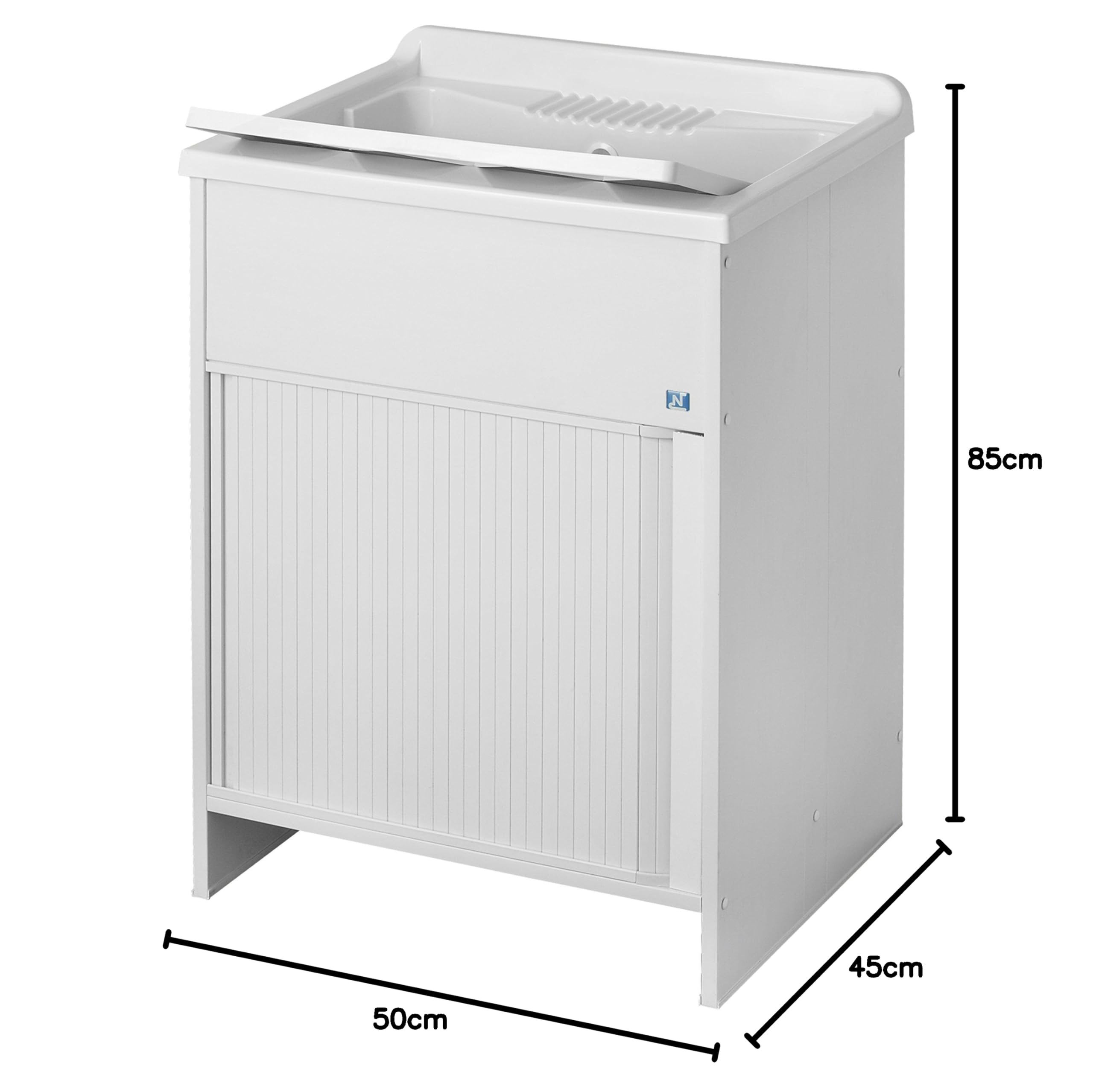 Negrari 4006K Lavatoio Lavapanni con Chiusura a Serrandina, PVC, Bianco, 45 x 50 x 85 cm