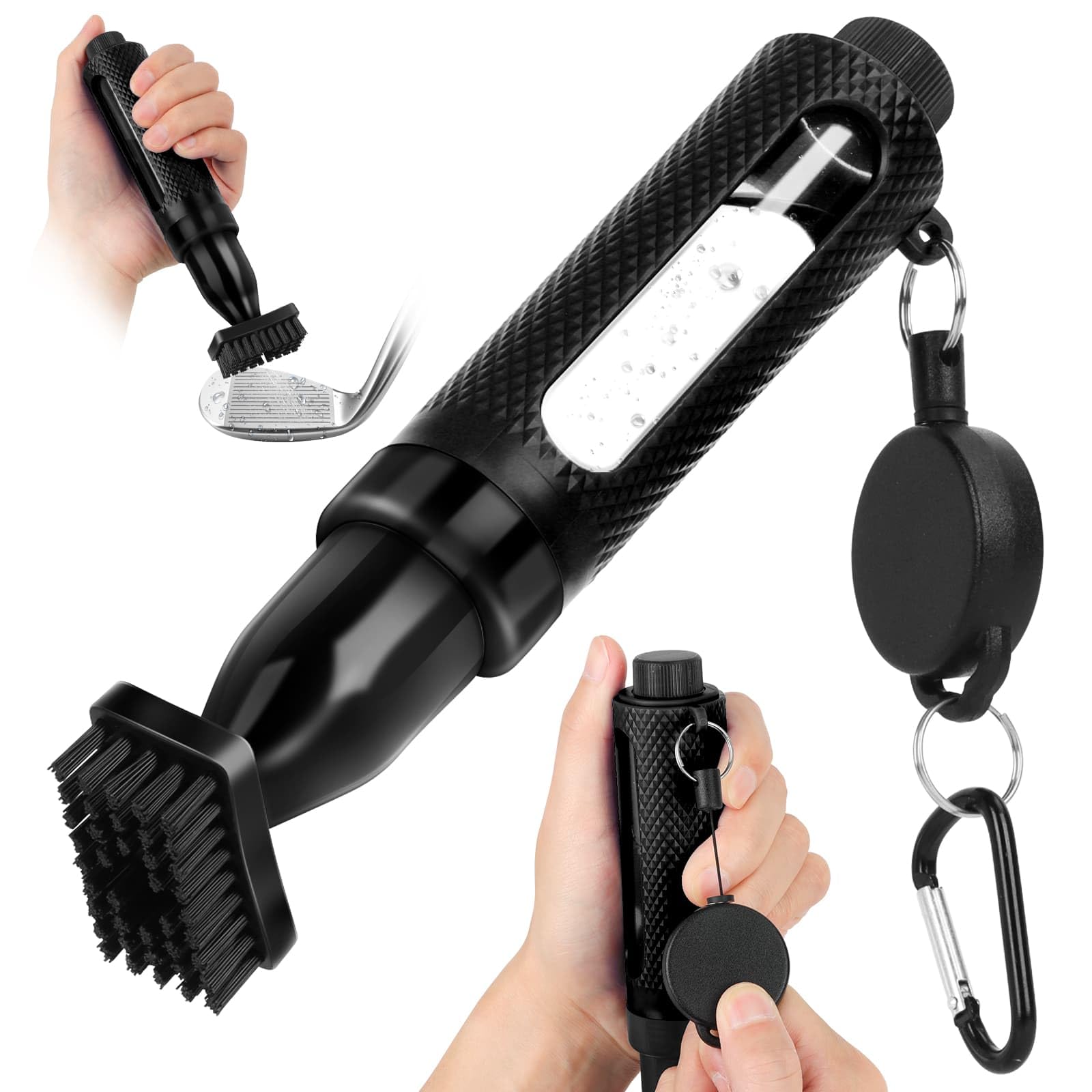 HUIJUTCHEN Golf Club Cleaner Brush, Golf Water Brush with Water Bottle and Retractable Clip Push Button for Easy Cleaning with Nylon Bristles Essentials Golf Accessories for Men and Women Golfer