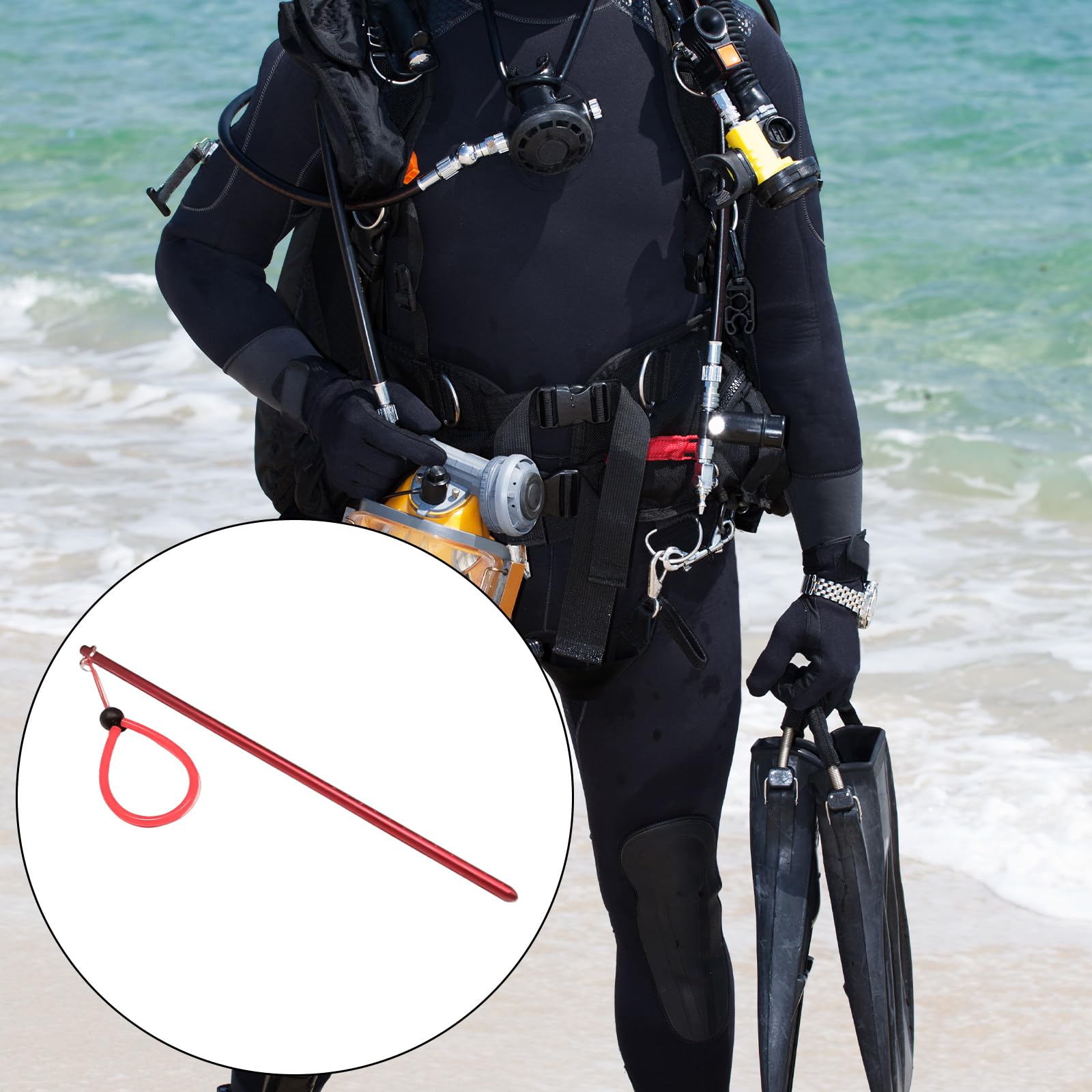 XUZHID Noise Maker?Aluminum Alloys Diving Stick with Wrist Lanyard Diving Rod Noise Maker Pointers Rod Underwater Signaling Devices