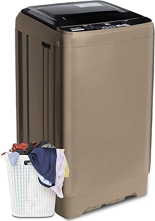 Anukis Fully Automatic Portable Washing Machine, 13 lbs Capacity Compact Laundry Washer with Drain Pump 10 Wash Program & 8 Water Levels for Apartment, Dorm, RV, Gold