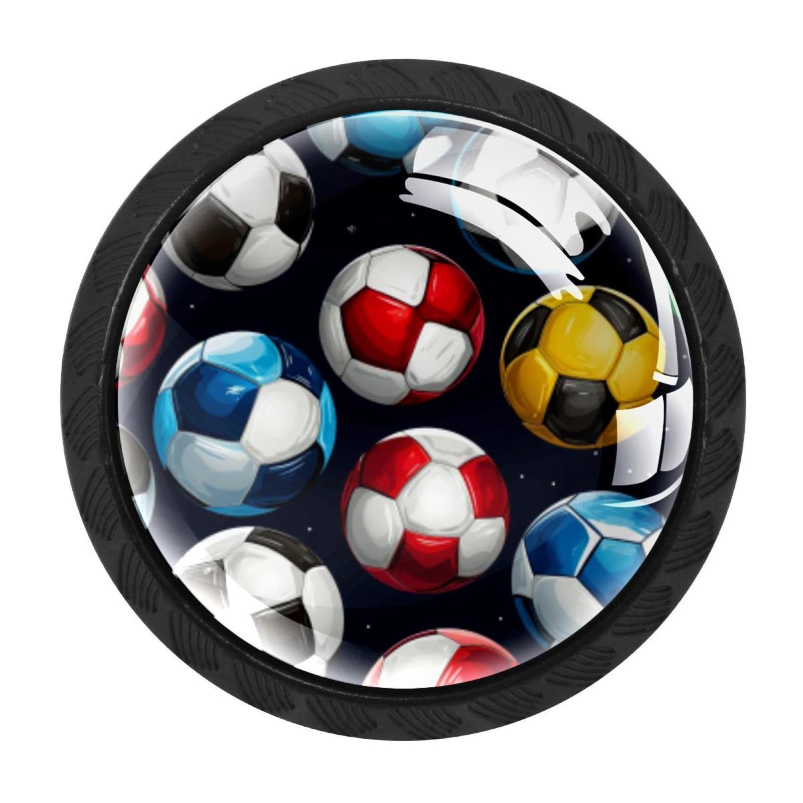 Chenzzzz Multicolored 06 4 Pack Black Football Soccer Kitchen Handles, Cabinet Pulls Hardware For Cupboard Drawer Knobs Dresser Pulls