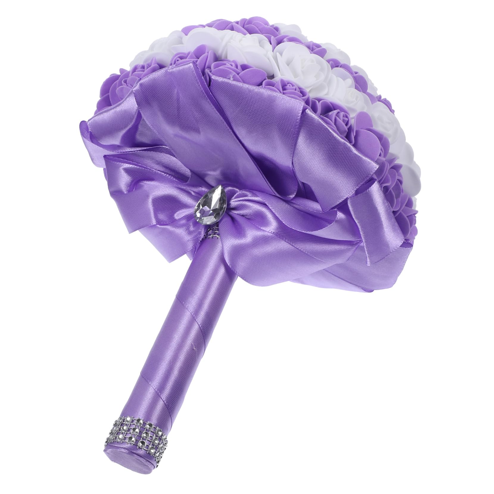 ABOOFAN 2 STK Braut Blumenstrauß hochzeitsdeko Wedding Bouquet Brautjungfer wirft Blumenstrauß Rosenstrauß Hochzeitsstrauß für die Braut Handheld schmücken Brosche Violett
