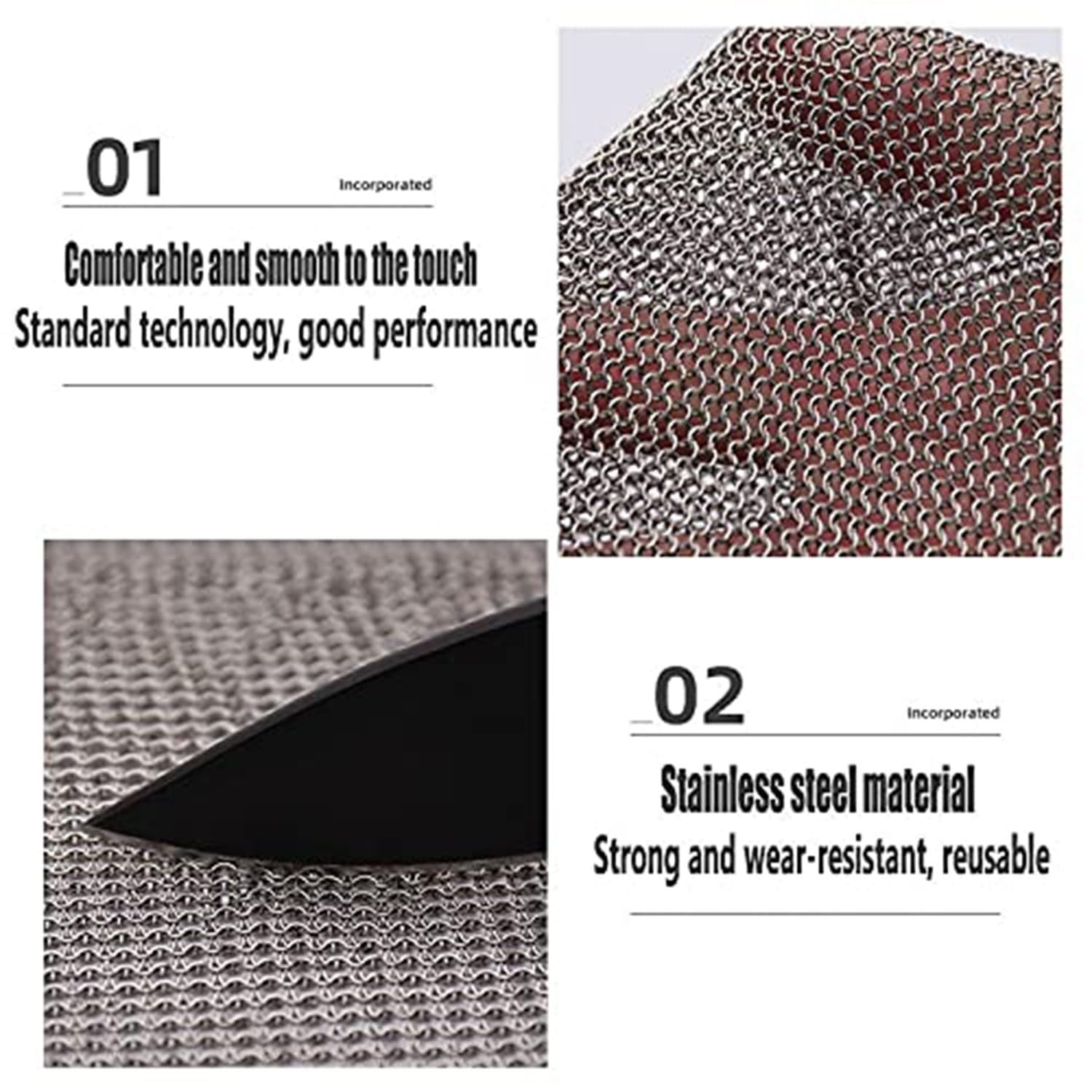 FUELIX Delantal De Carnicero Resistente A Cortes, Babero De Trabajo De Seguridad De Acero Inoxidable para Los Hombros, Resistente A Puñaladas para El Procesamiento De Carne 55 * 60cm