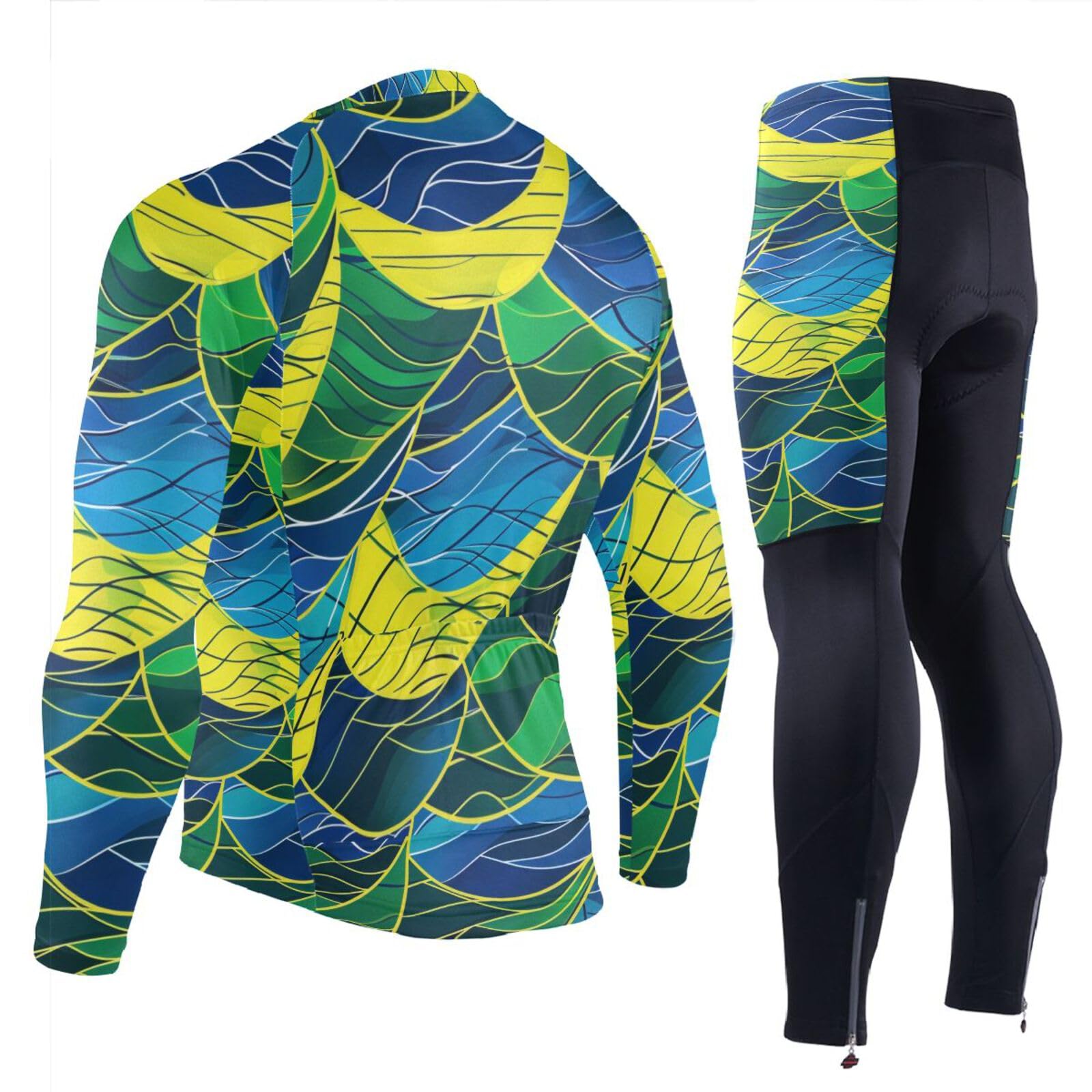 Radtrikot für Herren, mit Taschen, atmungsaktiv, für kaltes Wetter, 3D-gepolstert