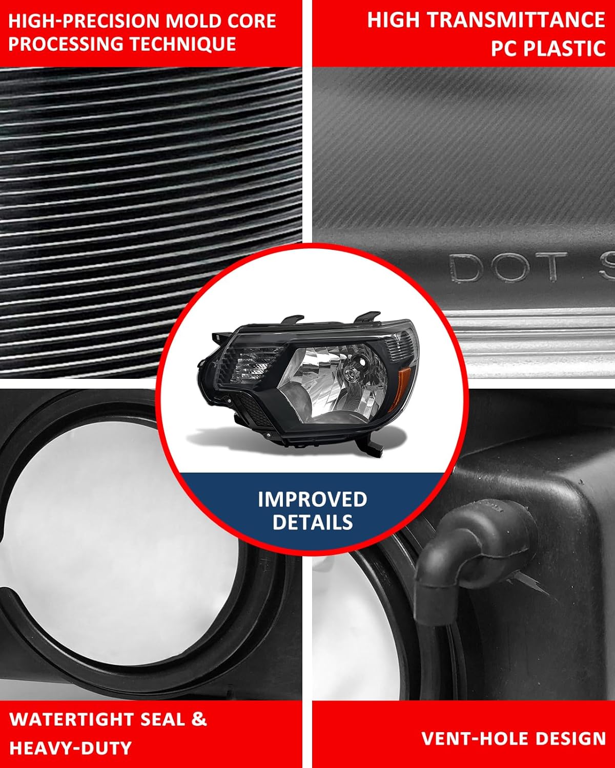Headlight Assembly for Chevy 03-24 Express GMC Savana 1500/2500/3500/4500 Headlamp with Black Housing Clear Lens Corner Amber Replacement Left+Right（W/O Bulbs）