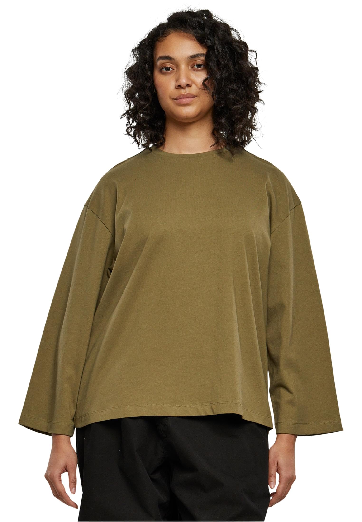 Urban Classics Women's Ladies Organic Oversized Longsleeve T-Shirt, Tiniolive,