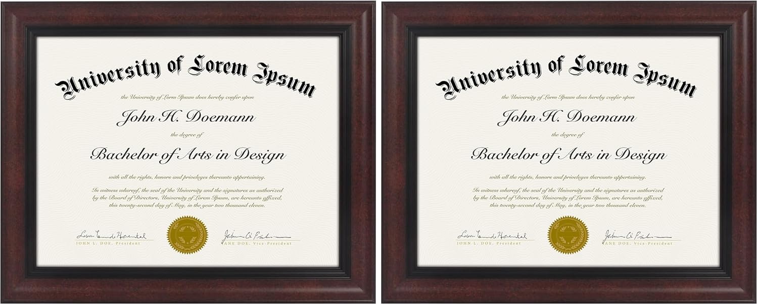 Americanflat 8.5x11 Diploma Frame - For Certificates or Use as 8.5x11 Picture Frame - Ornate Antique Frame with Shatter-Resistant Glass - Legacy Collection - Wall or Tabletop - Black & Mahogany