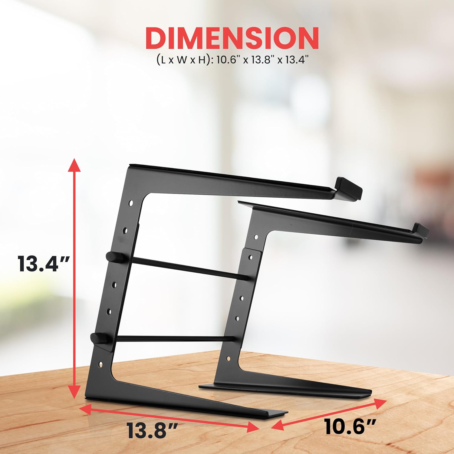 Pyle Portable Adjustable Laptop Stand - 6.3 to 10.9 Inch Anti-Slip Standing Table Monitor or Computer Desk Workstation Riser with Level Height Alignment for DJ, PC, Gaming, Home or Office - PLPTS25 - Image 2