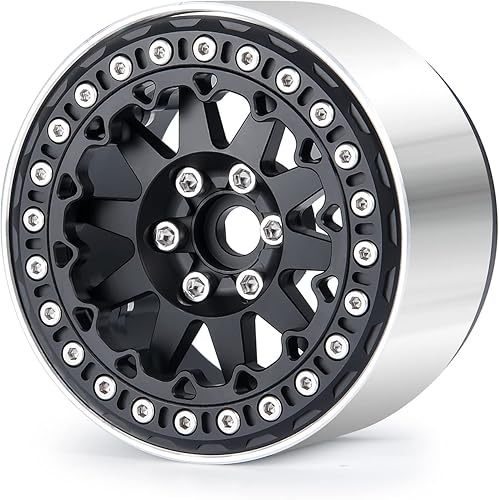 Miniatura 10 de Juego de 4 llantas Beadlock de 2.2 pulgadas, cubos de rueda de metal para Wraith axial SCX10 90048 RR10 TRX4 D90 RC Crawler Car (azul)