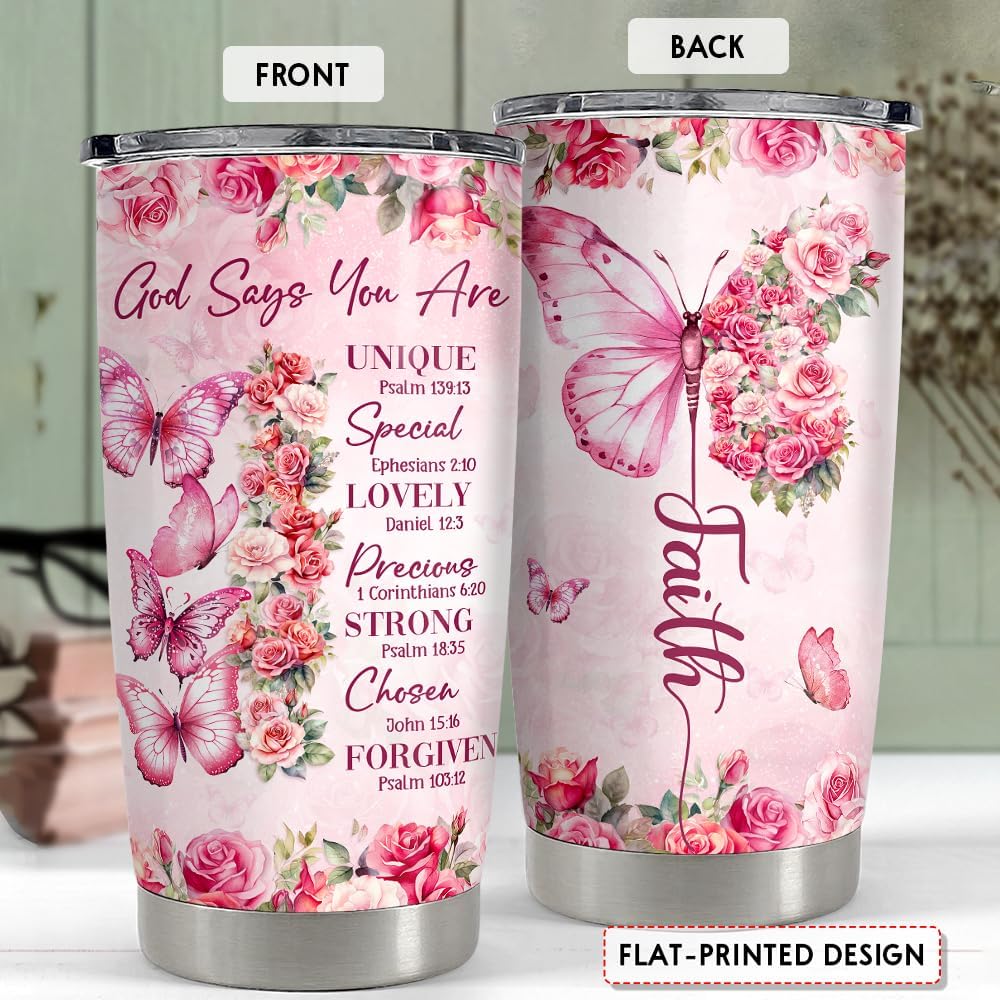 Inspirational Gifts for Women Gods Say You Are Tumbler 20oz Stainless Steel Insulated Coffee Travel Cup Mug Motivational Christian Gift for Women Birthday Christmas - Image 2