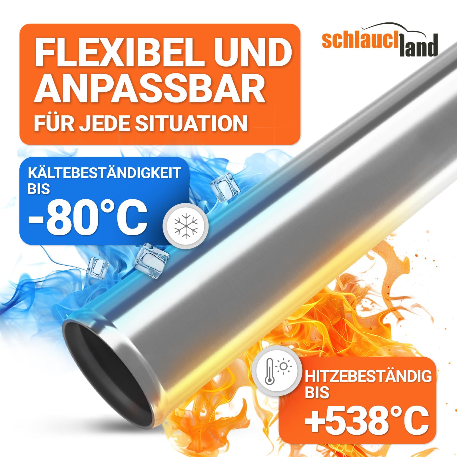 1 Stück | 100cm Edelstahl-Rohr AD-Ø 80mm poliert & gebördelt V2A 1.4301 INOX rostfrei | AUSWAHL 1-10 Stück & 13-200 mm Durchmesser | Edelstahl Rohr Motor KFZ Kühler Druckluft BIS 800°C| PREMIUM