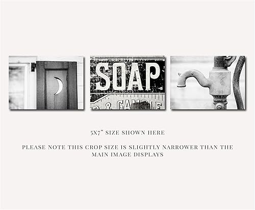 Miniatura 2 de LISA RUSSO FINE ART - Juego de 3 pinturas artísticas para pared de baño en blanco y negro de 5 x 7 pulgadas, impresiones pequeñas sin marco, jabón