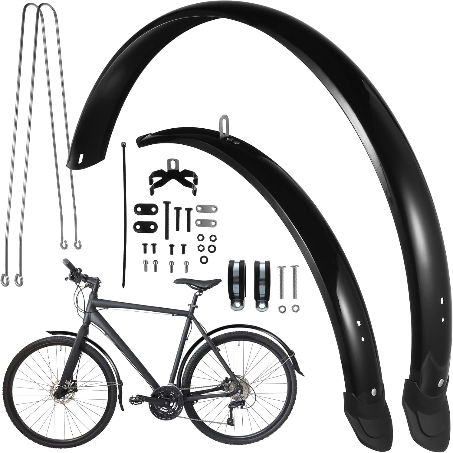 Sosoport 1 Set Mountain Bike Mudguards Universal Front and Rear Mudguards Full Cover Bike Mudguards for 27.5‘’ Tire