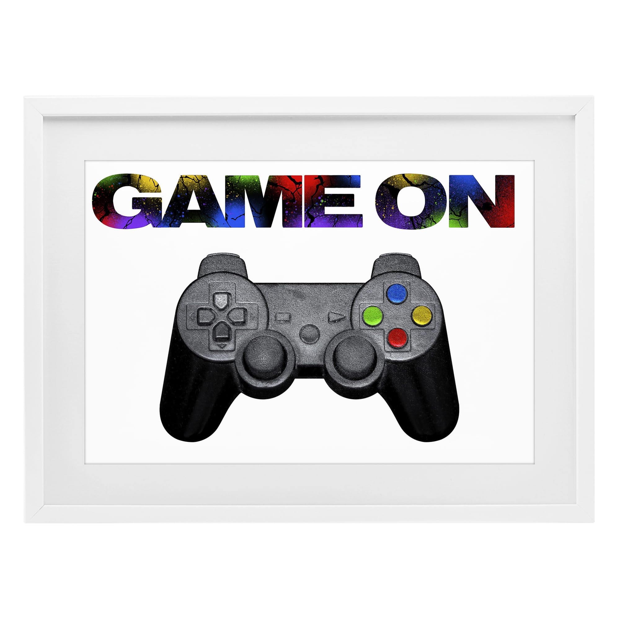 Stupell Industries Coastal White (Textured) 'Controller Game On Splatter'| Framed Print Under Glass