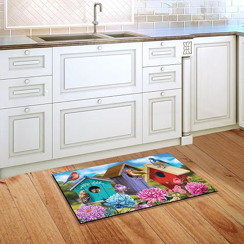 Miniatura 7 de Briarwood Lane Felpudo de primavera con diseño floral de pájaros y buzón para interiores y exteriores, 30 x 18 pulgadas