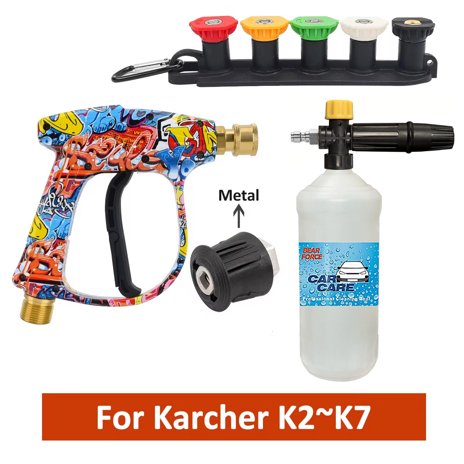 Pistola A Spruzzo Per Idropulitrice M22 - Connettore 1/4", 5 Ugelli, Schiuma Neve, Compatibile Con Karcher K1-K7 - Foto 4